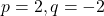 p = 2, q = -2
