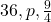 36, p, \frac{9}{4}