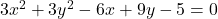 3x^2 + 3y^2 - 6x + 9y - 5 = 0