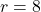 r = 8