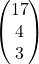 \begin{pmatrix}17 \\ 4 \\ 3\end{pmatrix}