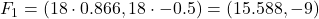 F_1 = (18 \cdot 0.866, 18 \cdot -0.5) = (15.588, -9)