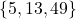 \{5, 13, 49\}