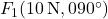 F_1(10\,\text{N}, 090^\circ)