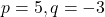 p = 5, q = -3