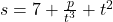 s = 7 + \frac{p}{t^3} + t^2