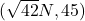 (\sqrt{42}N, 45°)