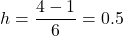 \[    h = \frac{4 - 1}{6} = 0.5    \]