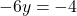 \[ -6y = -4 \]