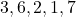 3,6,2,1,7