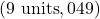 (9 \text{ units}, 049º)
