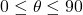 0° \leq \theta \leq 90°