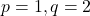 p = 1, q = 2