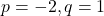p = -2, q = 1