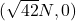 (\sqrt{42}N, 0°)