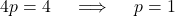 \[    4p = 4 \quad \implies \quad p = 1    \]