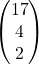 \begin{pmatrix}17 \\ 4 \\ 2\end{pmatrix}