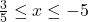 \frac{3}{5} \leq x \leq -5