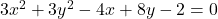 3x^2 + 3y^2 - 4x + 8y - 2 = 0