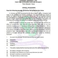 Download Covenant University Post-UTME Past Questions & Answers