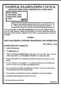 bece cultural and creative art (cca) past questions