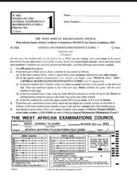 WAEC PAST QUESTIONS AND ANSWERS MATHEMATICS