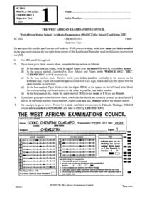 WAEC Past Questions and Answers Chemistry PDF Download