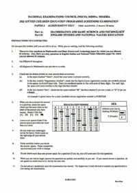Download 2022 Gifted Common Entrance Past Questions for Gifted Students