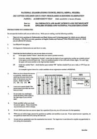 Download 2021 Gifted Common Entrance Past Questions for Gifted Students