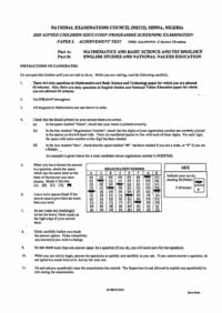 Download 2020 Gifted Common Entrance Past Questions for Gifted Students