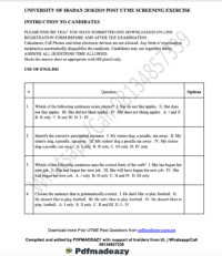 ui post utme past question art roman numeral series